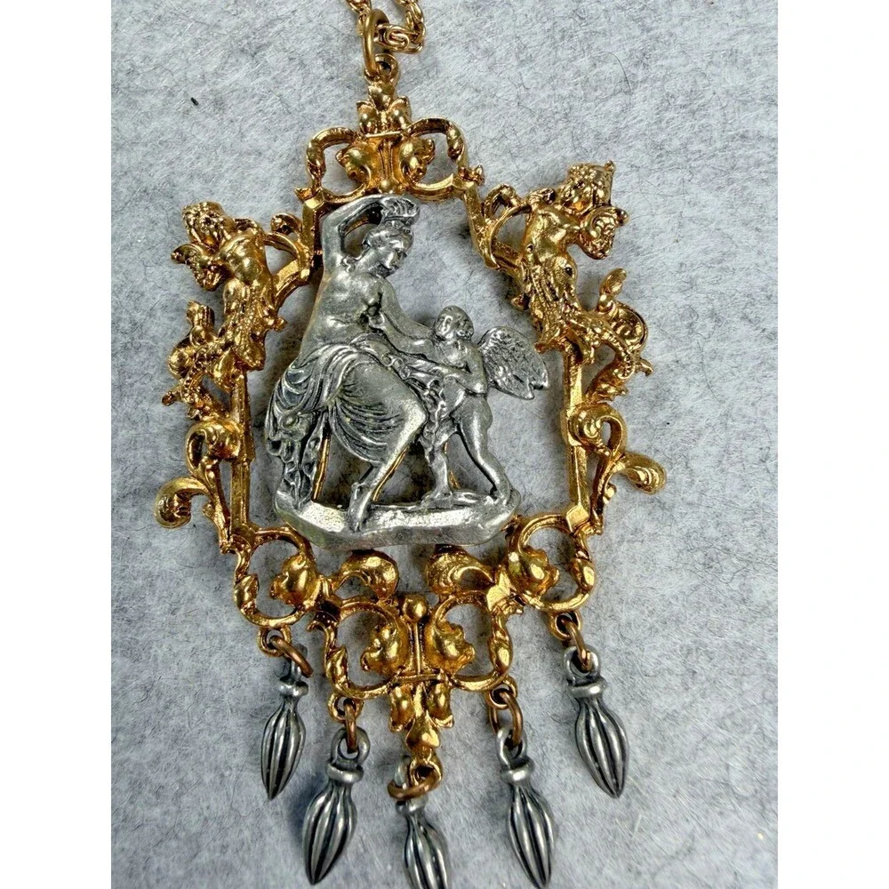 Vintage Signed ART Arthur Pepper Venus Cupid Necklace Renaissance Revival